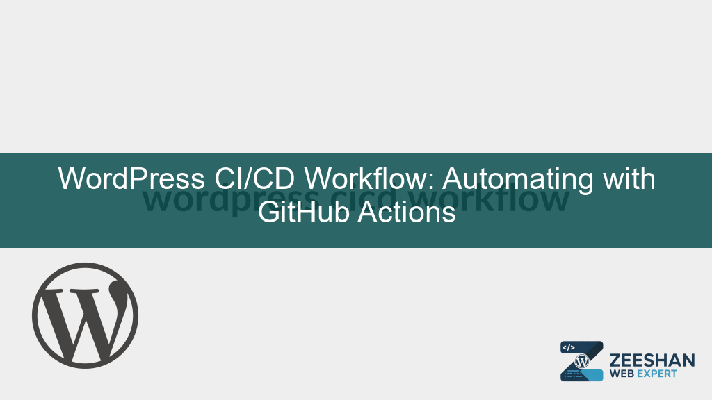 wordpress cicd workflow - A developer screen showing a GitHub Actions YAML file and a WordPress logo on a modern laptop.