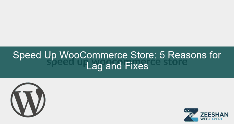 speed up woocommerce store - a high-speed speedometer overlaying a clean WordPress e-commerce dashboard