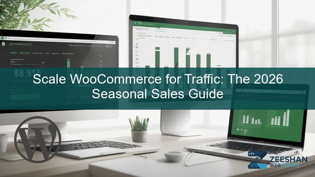scale woocommerce for traffic - A high-speed e-commerce dashboard showing a massive surge in seasonal sales visitors.