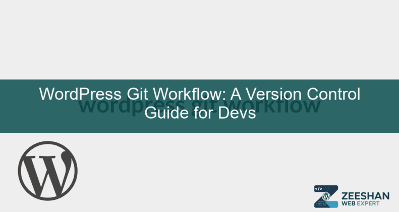wordpress git workflow - A developer using Git commands on a laptop to manage a WordPress website repository.