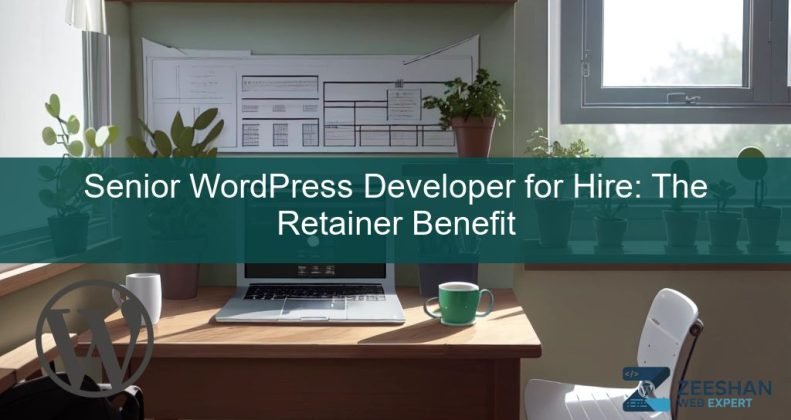 senior wordpress developer for hire - A professional developer working on a laptop showing a clean WordPress dashboard.