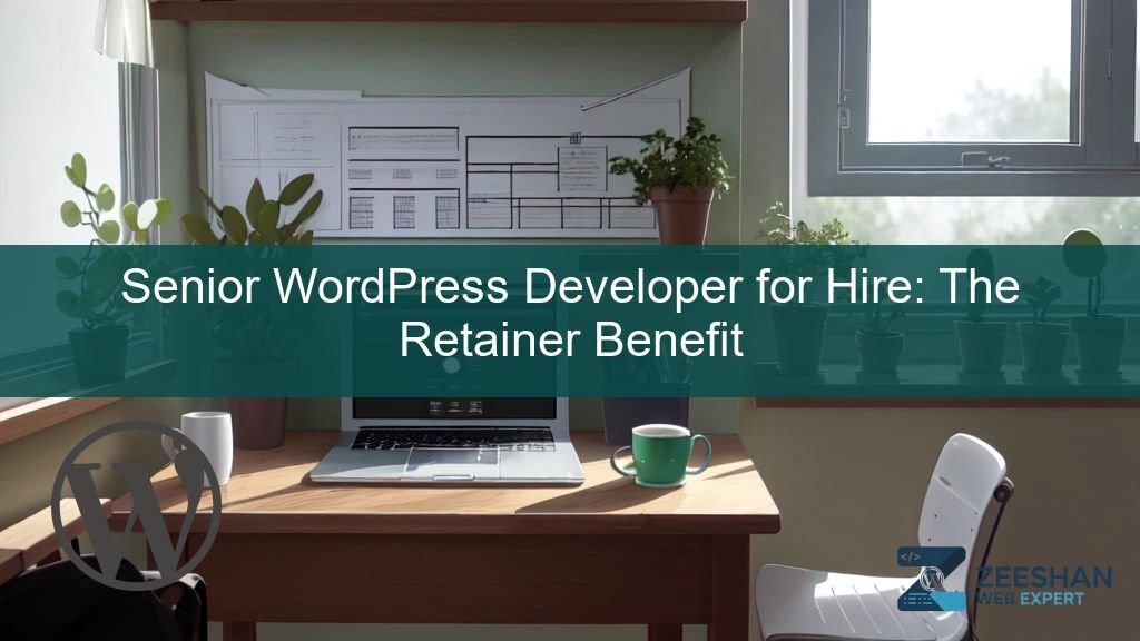senior wordpress developer for hire - A professional developer working on a laptop showing a clean WordPress dashboard.