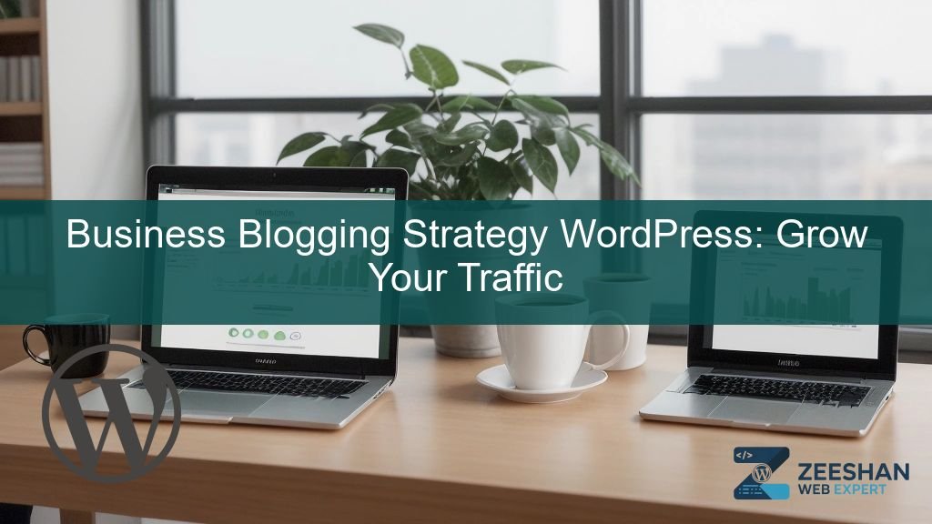 business blogging strategy wordpress - A professional marketer analyzing blog traffic growth on a modern laptop screen.