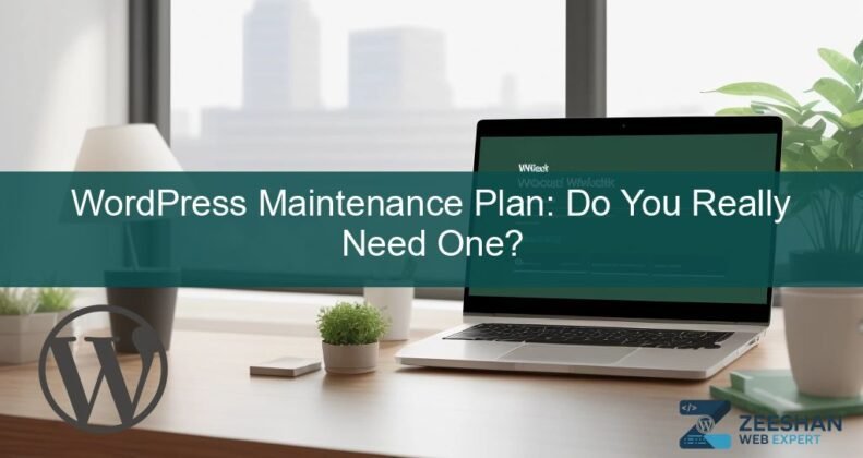 wordpress maintenance plan - A developer monitoring a WordPress dashboard for security updates and performance metrics.