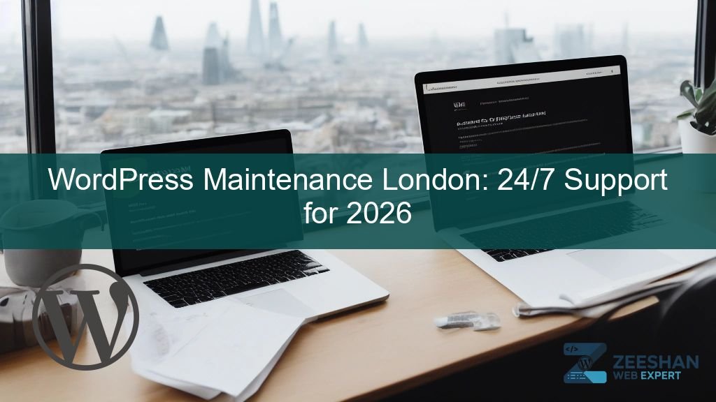 wordpress maintenance london — a professional developer monitoring a business website dashboard in a London office
