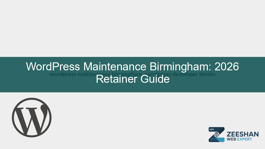 wordpress maintenance birmingham — professional developer monitoring a business website dashboard on a laptop