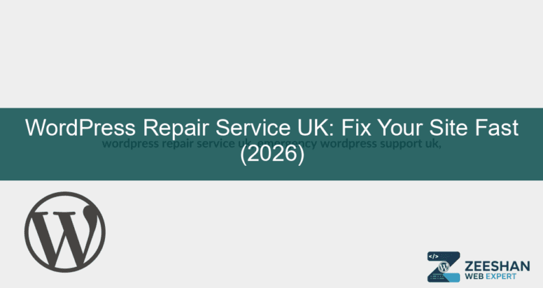 wordpress repair service uk — a glowing laptop screen in a dark room showing a website error message