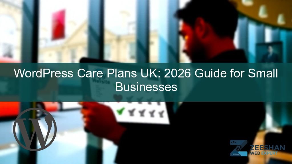 wordpress care plans uk — a small business owner in London reviewing a website health report on a tablet