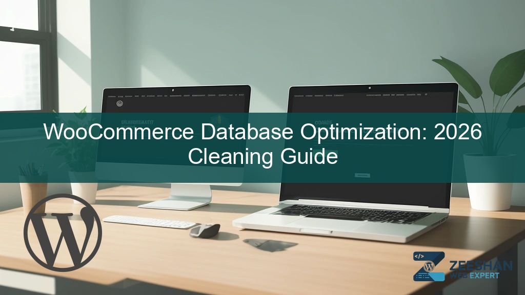 woocommerce database optimization — a clean database icon next to a fast-loading online store interface