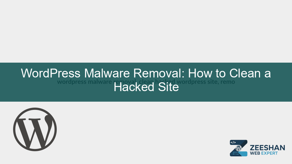 wordpress malware removal — a secure laptop showing a clean wordpress dashboard with a green shield icon
