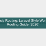 themosis routing — a developer coding custom clean URLs in WordPress on a large screen
